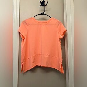 Girls Tek Gear Neon Orange Performance Side Drapery Thick Hem Top Size XLG 14/16